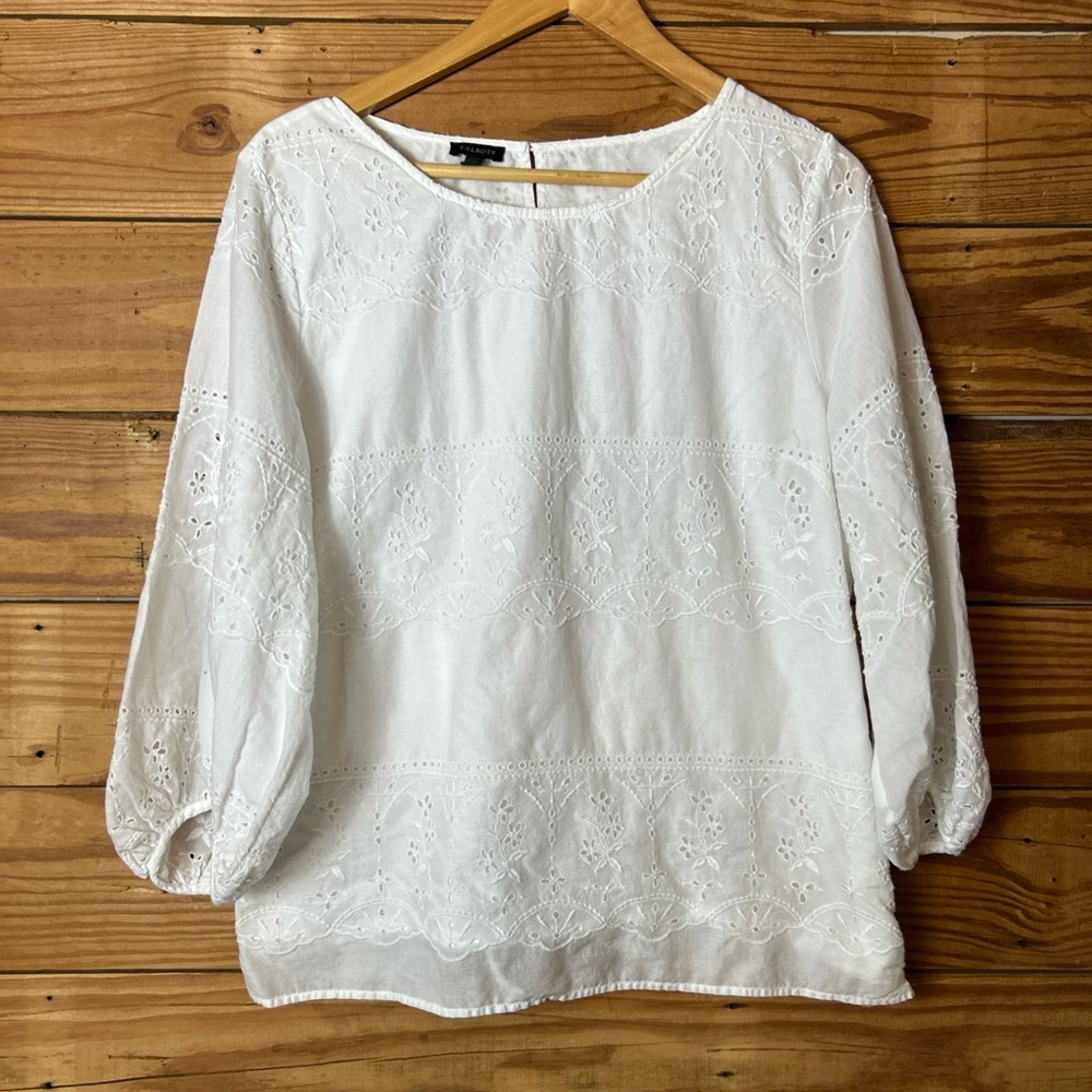 Talbots White Lace Detail Blouse